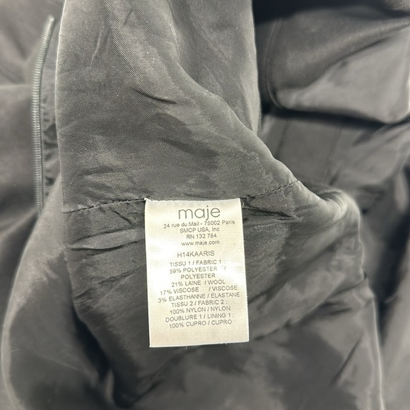 Maje Kaaris Jumpsuit One Piece Romper Deep V Lace Trim Pockets Black Size 38 - Picture 8 of 9